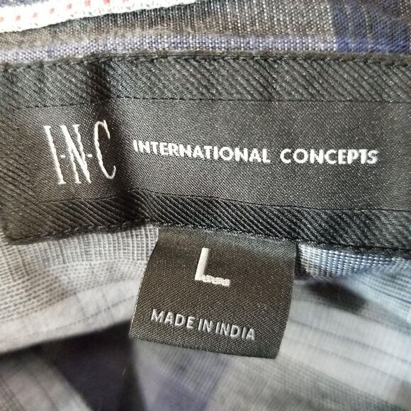 Inc International Concepts shirt men's large blue plaid Pearl snap Western - Picture 11 of 12